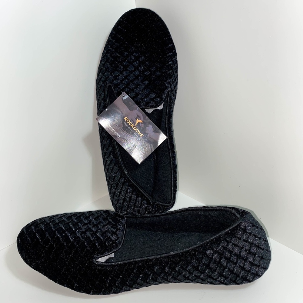 RockDove Women's Black Velour Loafer Slipper - Large (9.5 -10.5) NWT